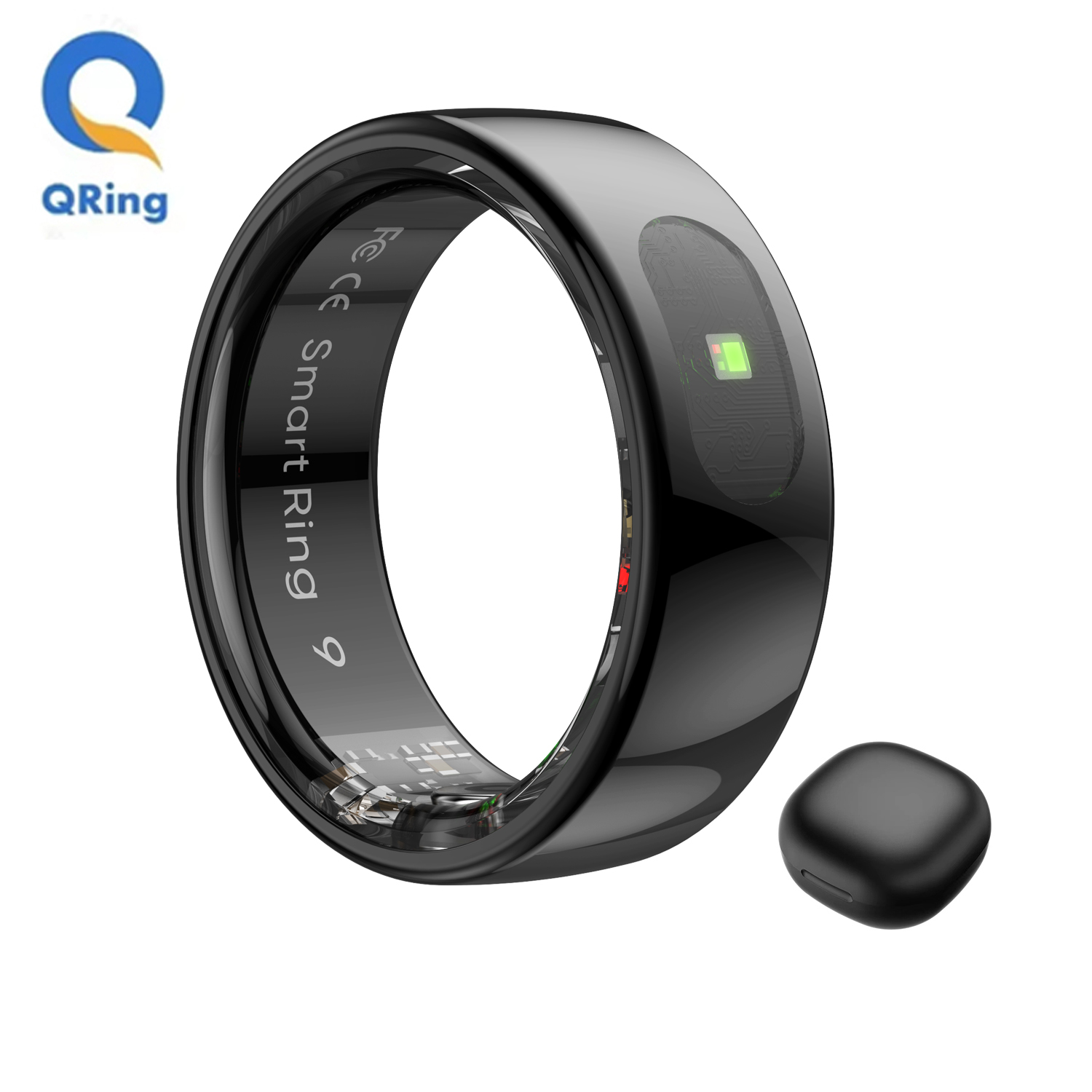 Temperature Ring Skin - R08スマートリング 男女兼用 充電ケース付き、タッチコントロール機能 健康モニター IP68 5ATM防水