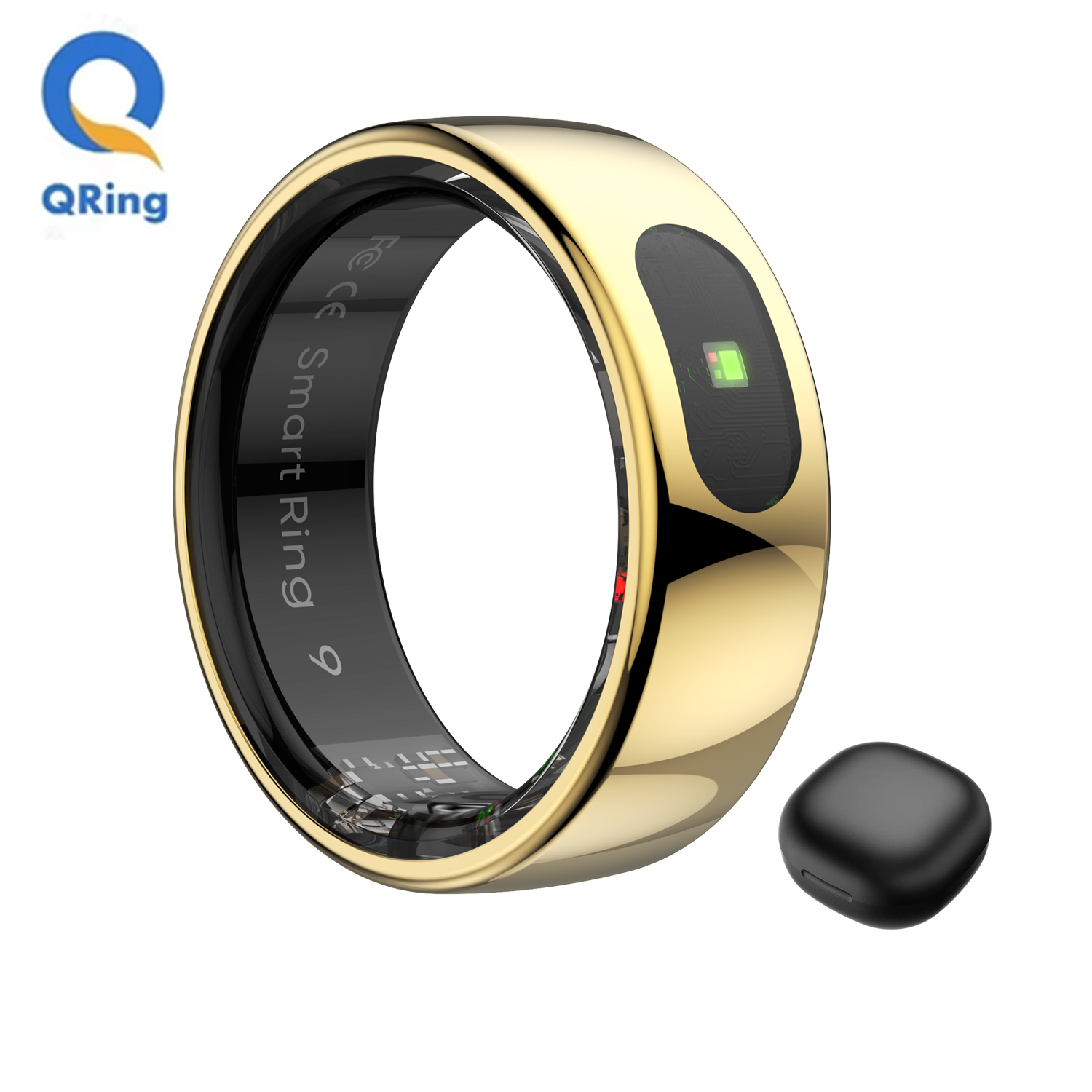 Temperature Ring Skin - スマートリング男性女性用、充電ケース付き、タッチコントロール、ヘルスマネージャー、P68 5ATM防水、皮膚温度測定、Android IOS対応