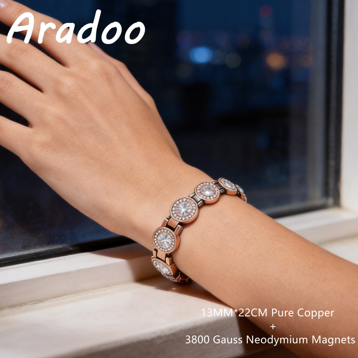 Meditation Headband Eeg - ARADOO 3800 ガウス磁気クリスタルブレスレット – 99% 純銅製エネルギー