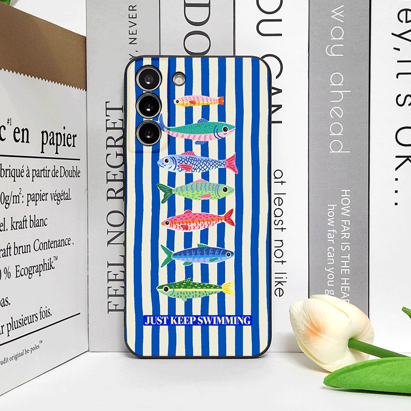 可愛いストライプ柄のイワシカラーの面白い魚柄スマホケース O - Oppo Reno 12 のレビューと価格