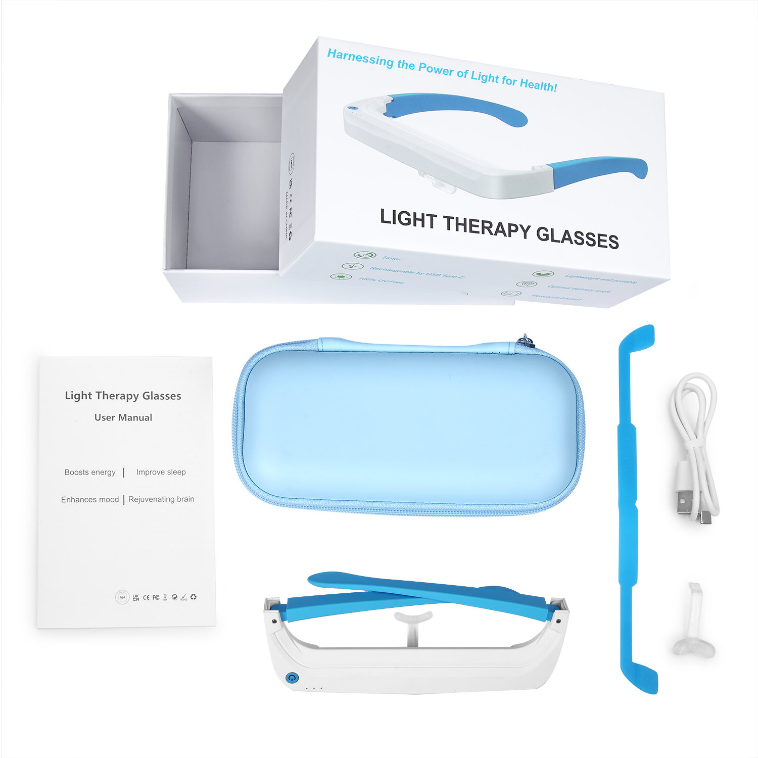 睡眠を助ける、心を落ち着かせるウェアラブルSADライトセラピ - Light Therapy Glasses のレビューと価格