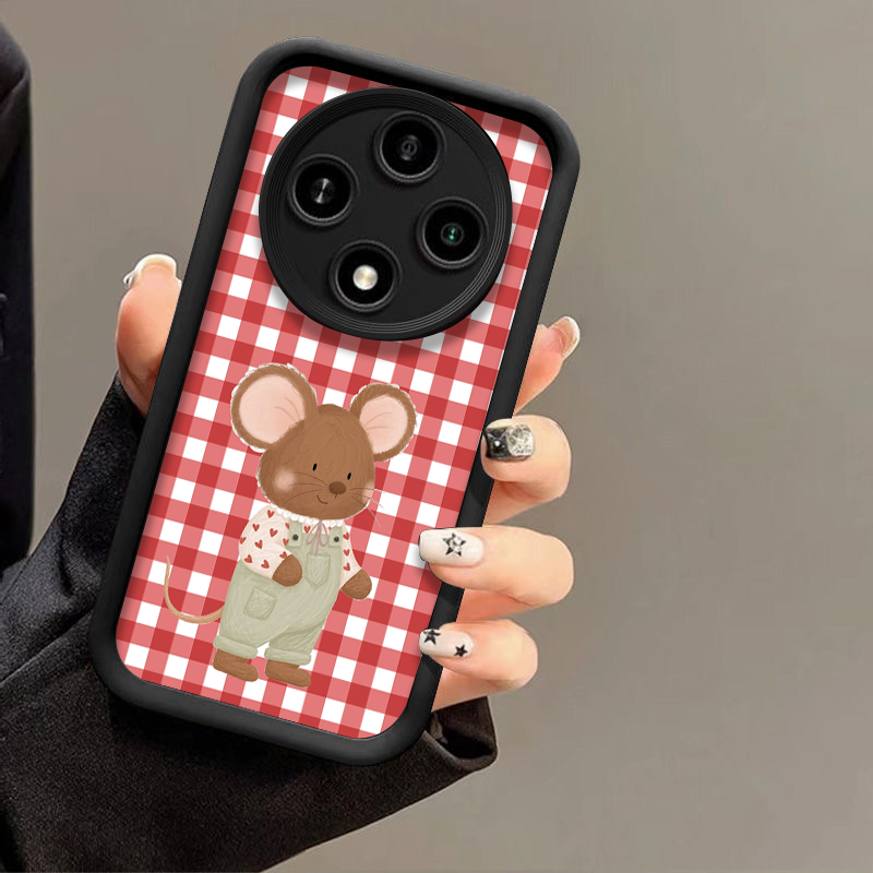 チェック柄プリントのかわいい動物柄スマホケース OPPO R - Oppo Reno 12 のレビューと価格